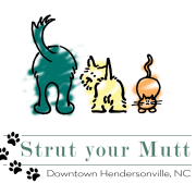 strut your mutt event logo with illustration of two dogs and a cat