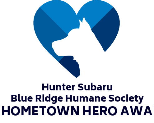 outline of dogs head in blue heart