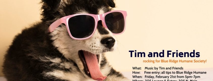 poster with dog wearing sunglasses with tongue out