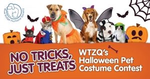 WTZQ Costume Contest Header with animals in costumes