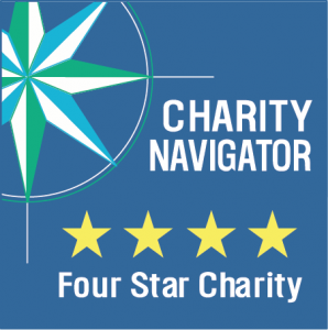 logo for Charity Navigator with four gold stars with the words "Four Star Charity" below them