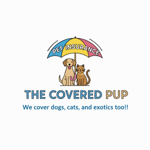 A dog and cat under an umbrella with the text "The Covered Pup"