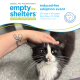 A black and white cat is included in a graphic that says "Empty the Shelters reduced adoption fee event May 1-17"