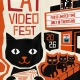A red and black poster with a cat on it and the text "Cat Video Fest"