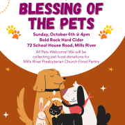 A poster for Blessing of the Pets at Bold Rock Hard Cider