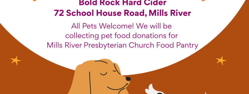 A poster for Blessing of the Pets at Bold Rock Hard Cider