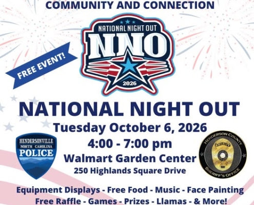 A poster for National Night Out with the Hendersonville Police Department