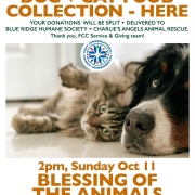 A flyer for First Congregational Church's Blessing of the Animals