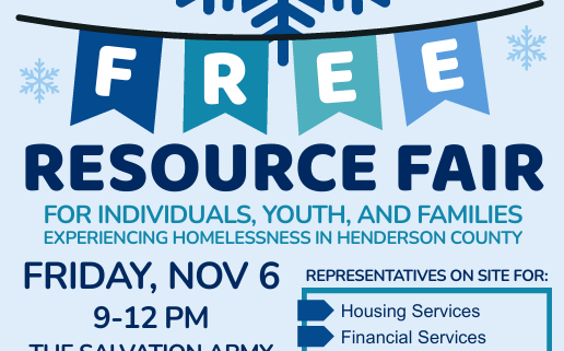 A flyer for the free resource fair for people experiencing homelessness in Henderson County