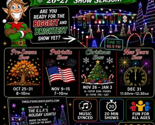 Schedule for the ELF Holiday Lights Show