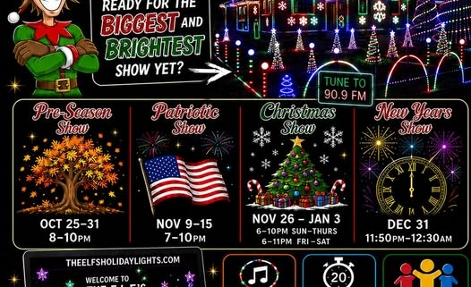 Schedule for the ELF Holiday Lights Show